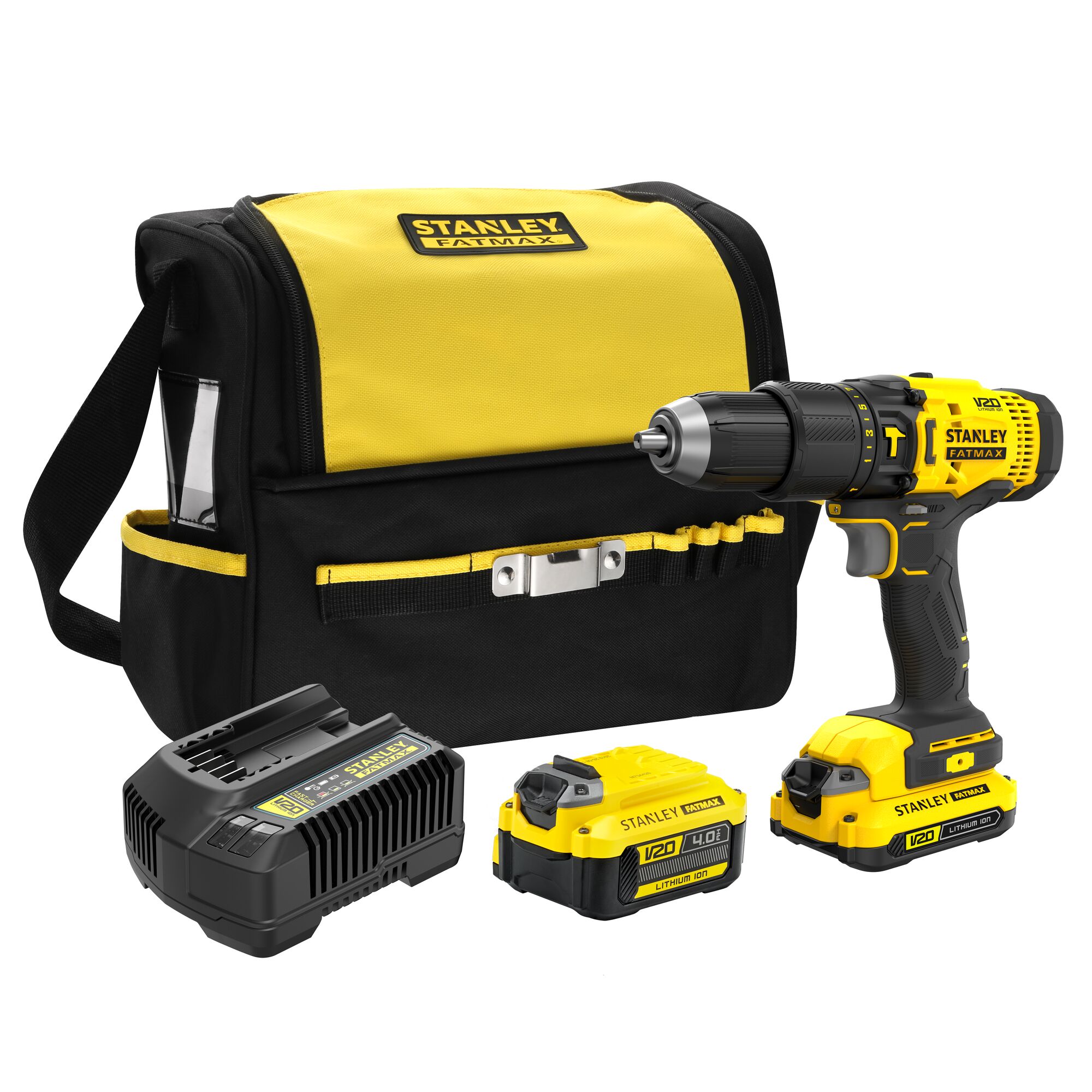 18V STANLEY FATMAX V20 Cordless Hammer Drill with 1 x 2.0Ah and